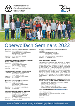 Poster with schedule for seminars in 2022